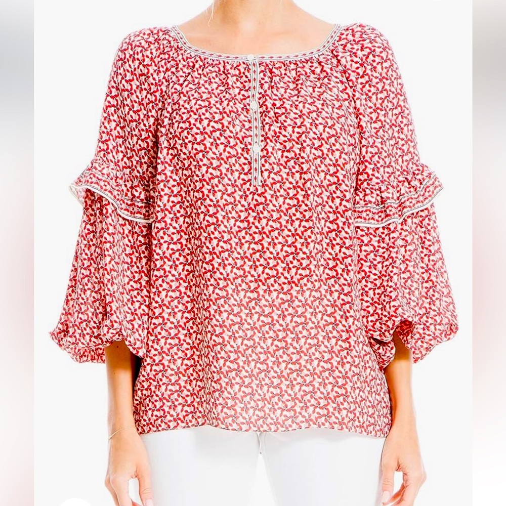 Max Studio Floral Blouse Size Small NWT Cottagecore Prairie Peasant Oversized